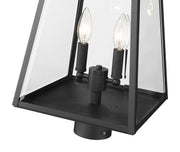 Broughton 2 Light 10.25" Outdoor Post Mount Fixture in Black, Post Top Only, Round Fitter