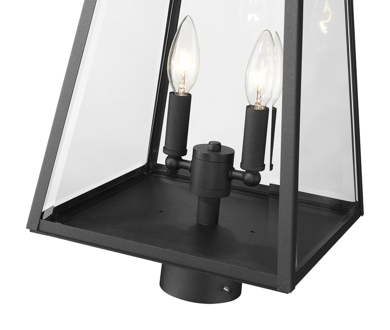 Broughton 2 Light 10.25" Outdoor Post Mount Fixture in Black, Post Top Only, Round Fitter