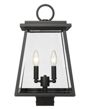 Broughton 2 Light 10.25" Outdoor Post Mount Fixture in Black, Post Top Only, Square Fitter