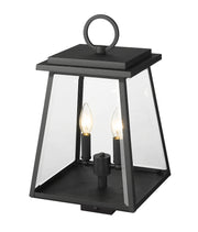 Broughton 2 Light 10.25" Outdoor Post Mount Fixture in Black, Post Top Only, Square Fitter