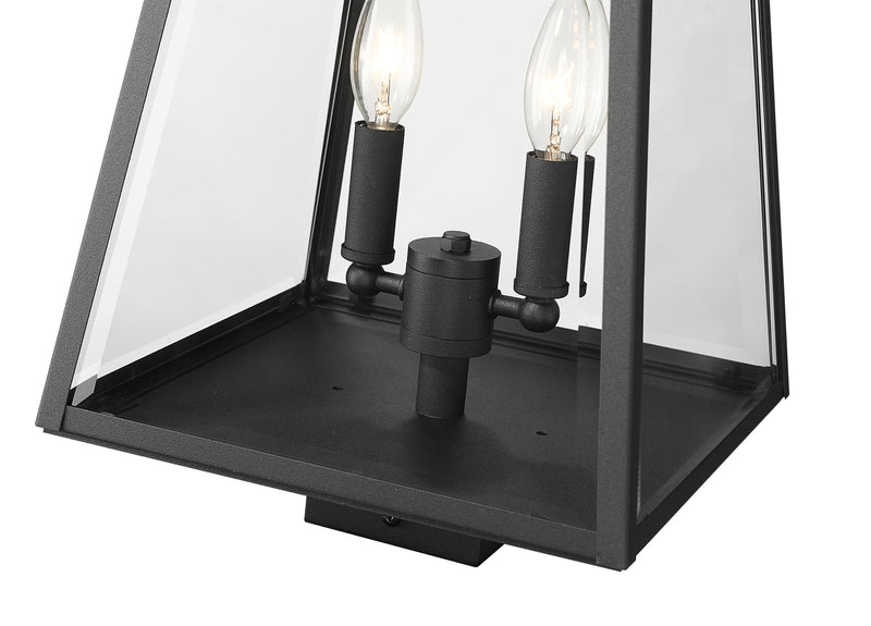 Broughton 2 Light 10.25" Outdoor Post Mount Fixture in Black, Post Top Only, Square Fitter