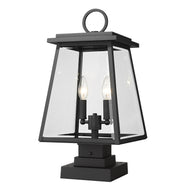 Broughton 2 Light 10.25" Outdoor Post Mount Fixture in Black, Square Pier Mount