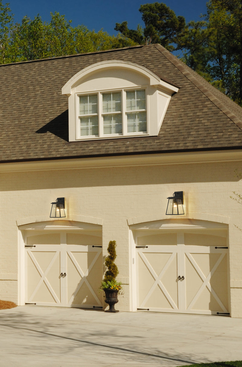 Broughton 1 Light 8.25" Outdoor Wall Light in Black in a room setting