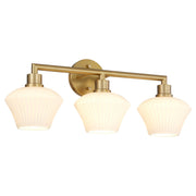 Cassini 3 Light Vanity in Aged Brass