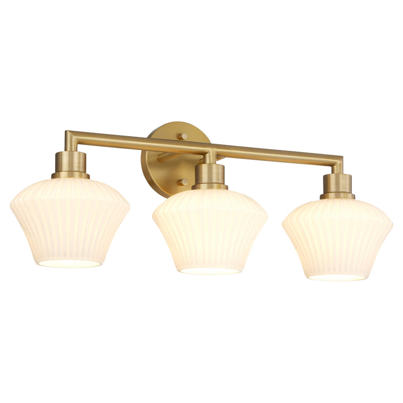 Cassini 3 Light Vanity in Aged Brass