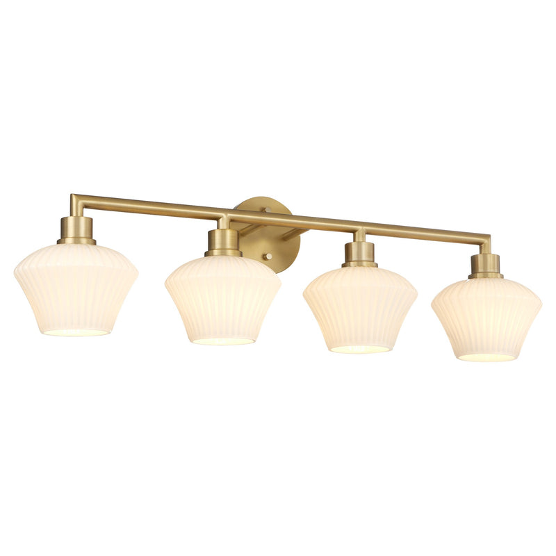 Cassini 4 Light Vanity in Aged Brass