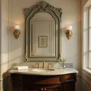 Mayfield 1 Light 5.25" Sconce in Aged Brass in a room setting