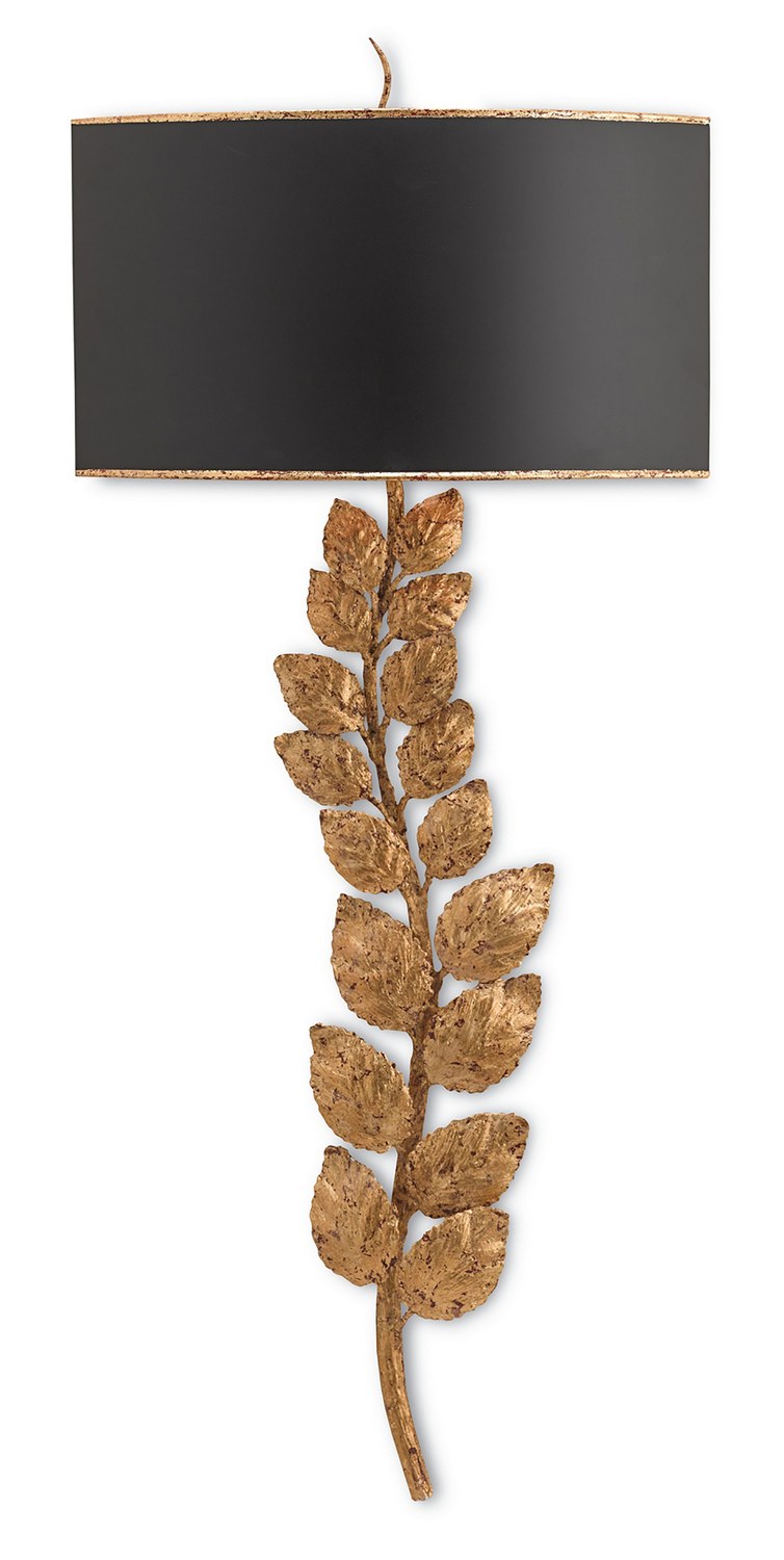 Birdwood 2-Light Wall Sconce in Textured Gold Leaf/Satin Black
