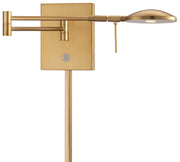 George's Reading Room 1-Light LED Swing Arm Wall Lamp in Honey Gold - Lamps Expo