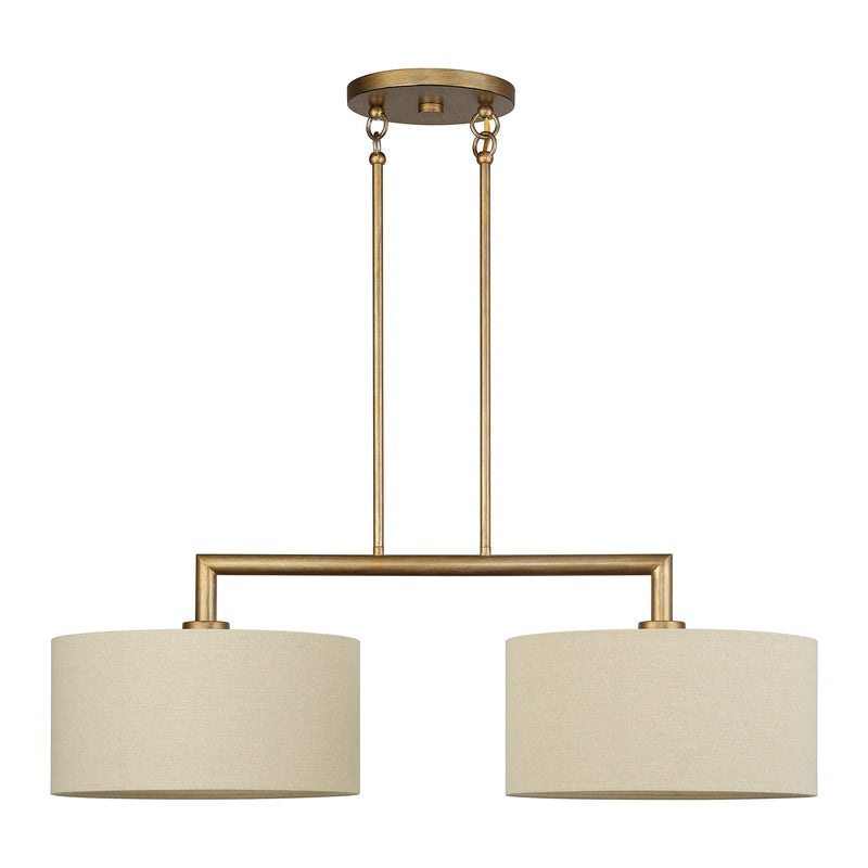 Bellingham 2-Light Large Linear Chandelier in Antique Gold Leaf