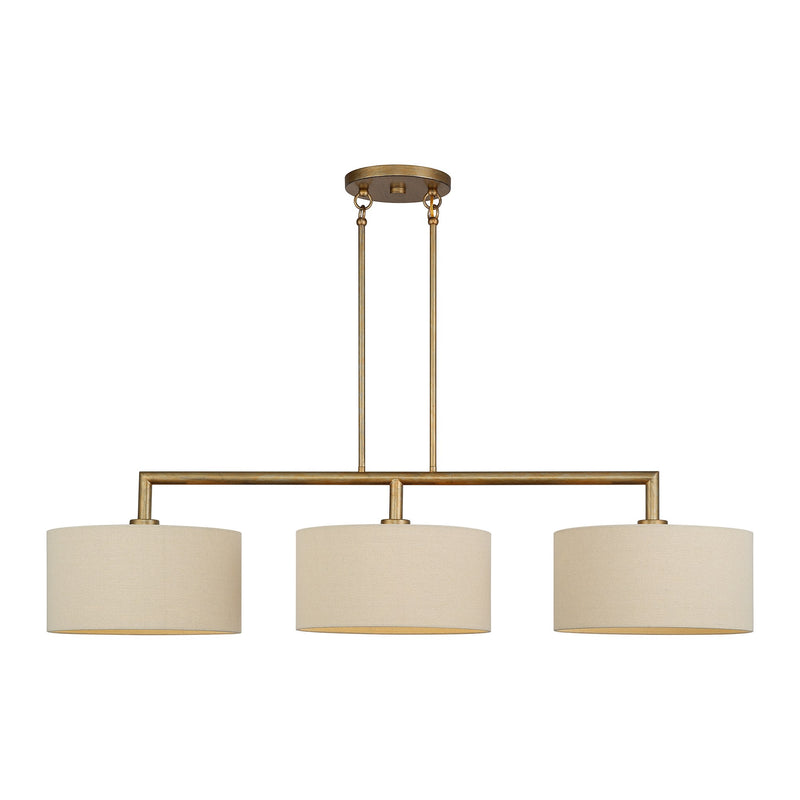 Bellingham 3-Light Extra Large Linear Chandelier in Antique Gold Leaf