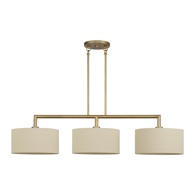 Bellingham 3-Light Extra Large Linear Chandelier in Antique Gold Leaf
