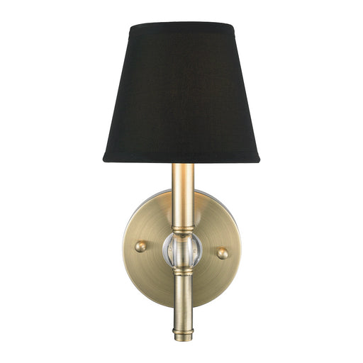 Waverly 1-Light Wall Sconce in Aged Brass with Tuxedo Shade