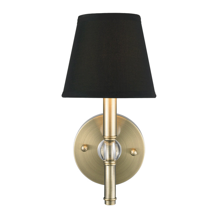 Waverly 1-Light Wall Sconce in Aged Brass with Tuxedo Shade