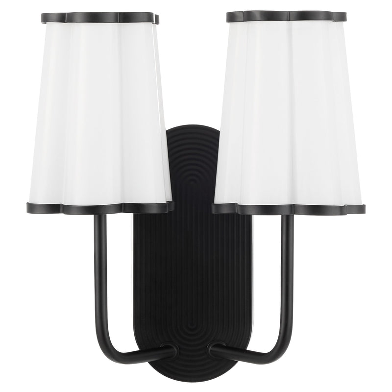 Belinder 2 Light Scalloped Wall Mount in Matte Black