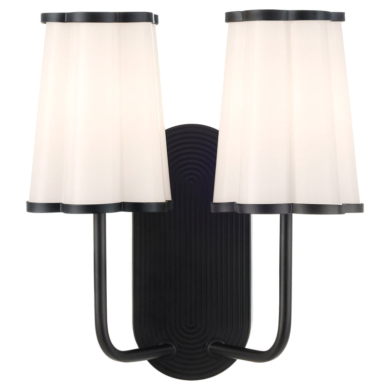 Belinder 2 Light Scalloped Wall Mount in Matte Black