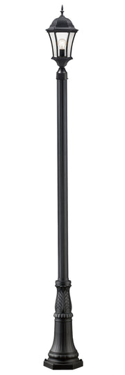 Wakefield 1 Light 9.5" Outdoor Post Mount Fixture in Black, 96" Cast Post, 13" Base