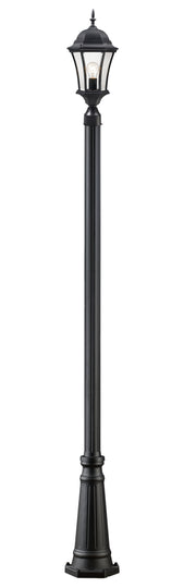 Wakefield 1 Light 9.5" Outdoor Post Mount Fixture in Black, 96" Cast Post, 10" Base