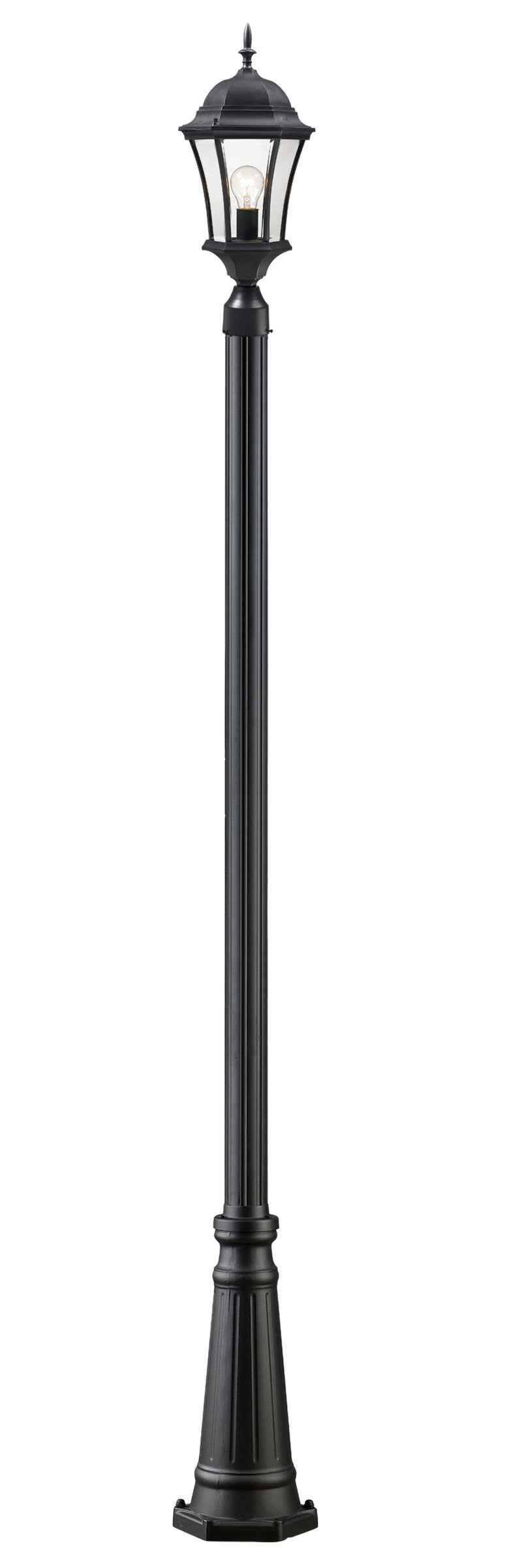Wakefield 1 Light 9.5" Outdoor Post Mount Fixture in Black, 96" Cast Post, 10" Base