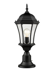Wakefield 1 Light 9.5" Outdoor Post Mount Fixture in Black, Pier Mount, 6.25" Base
