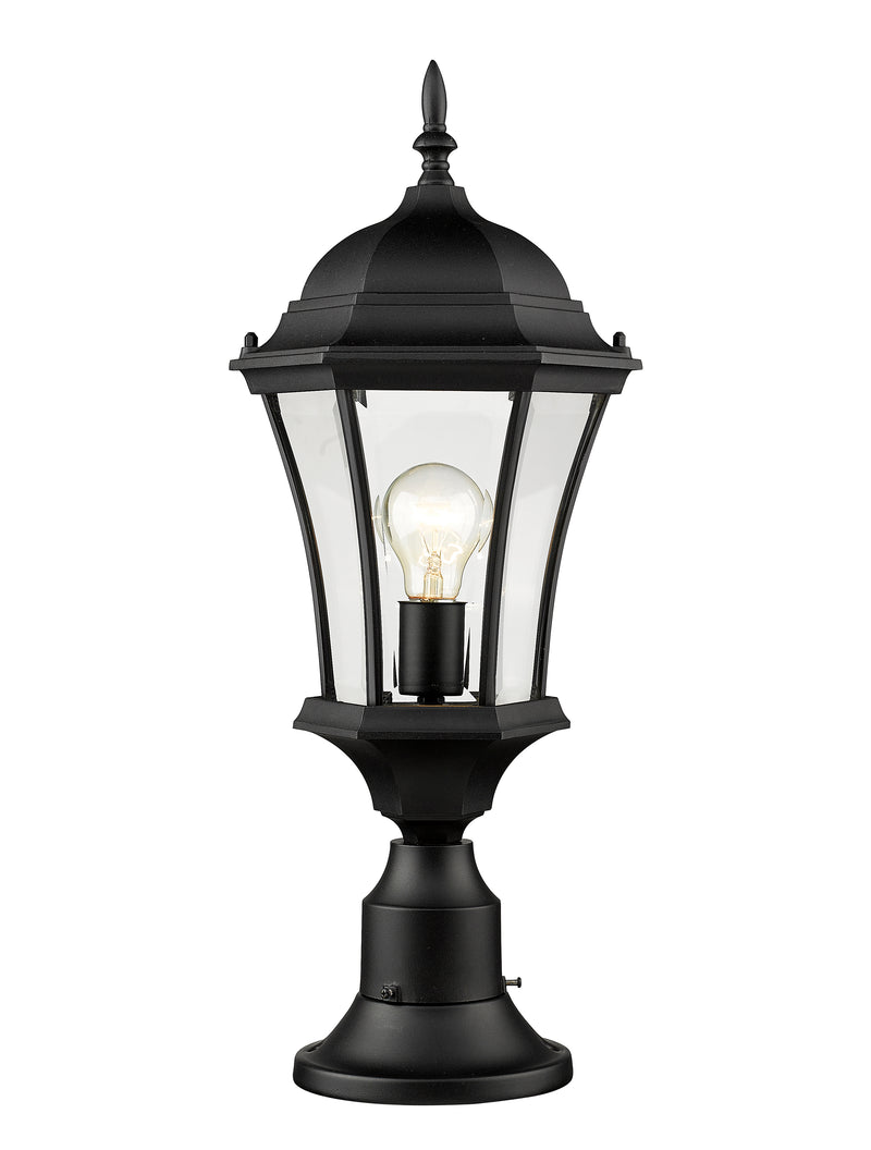 Wakefield 1 Light 9.5" Outdoor Post Mount Fixture in Black, Pier Mount, 6.25" Base