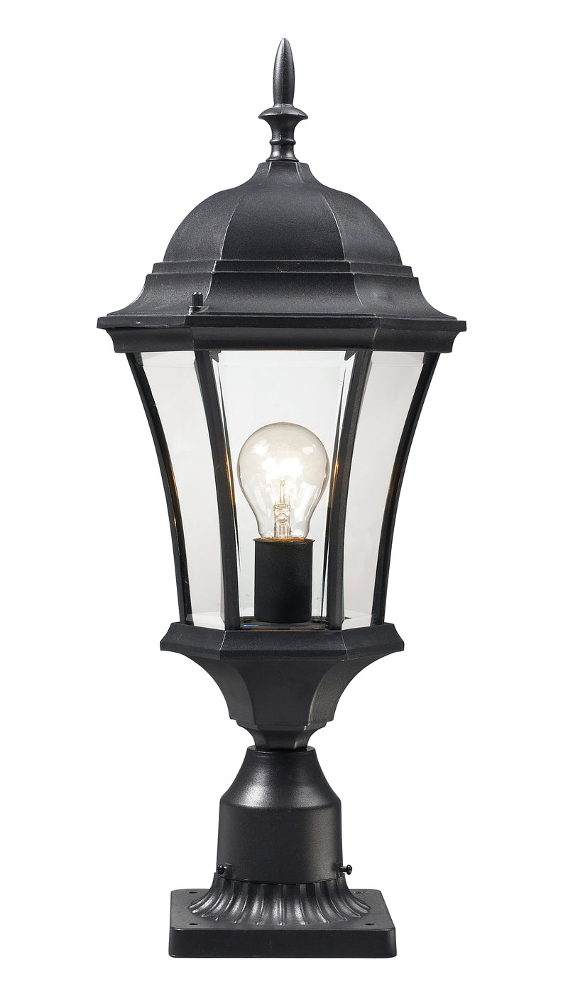 Wakefield 1 Light 9.5" Outdoor Post Mount Fixture in Black, Pier Mount