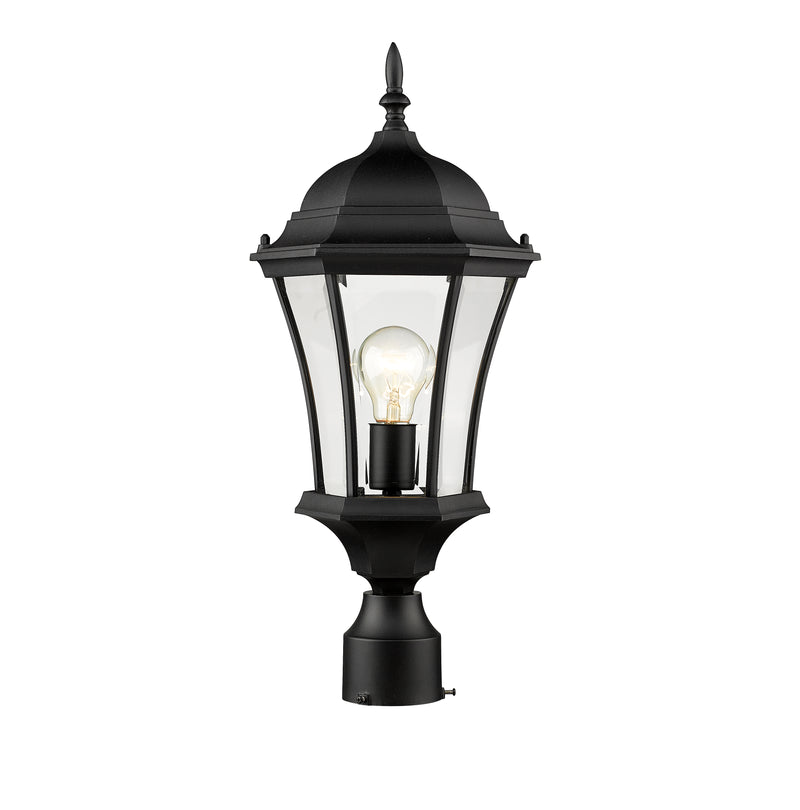 Wakefield 1 Light 9.5" Outdoor Post Mount Fixture in Black, Post Top Only
