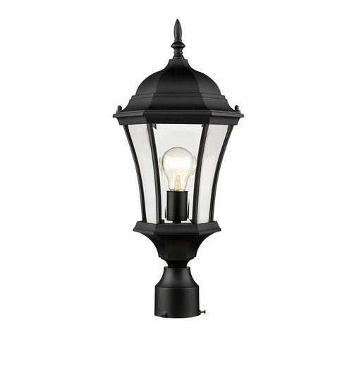 Wakefield 1 Light 9.5" Outdoor Post Mount Fixture in Black, Post Top Only