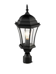 Wakefield 1 Light 9.5" Outdoor Post Mount Fixture in Black, Post Top Only