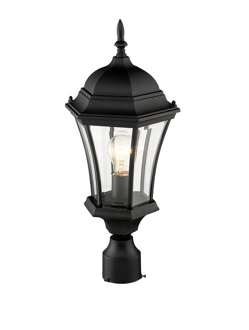 Wakefield 1 Light 9.5" Outdoor Post Mount Fixture in Black, Post Top Only
