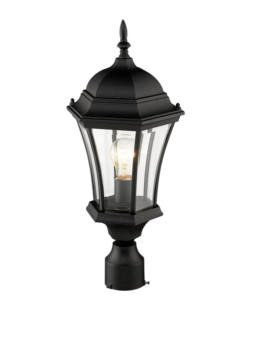 Wakefield 1 Light 9.5" Outdoor Post Mount Fixture in Black, Post Top Only