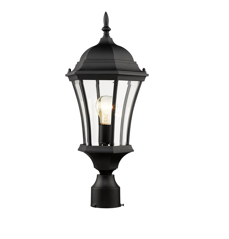 Wakefield 1 Light 9.5" Outdoor Post Mount Fixture in Black, Post Top Only