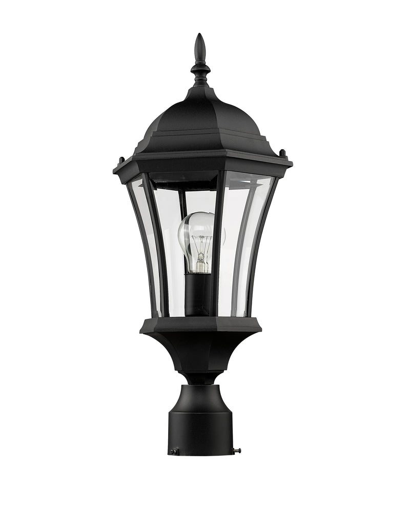 Wakefield 1 Light 9.5" Outdoor Post Mount Fixture in Black, Post Top Only