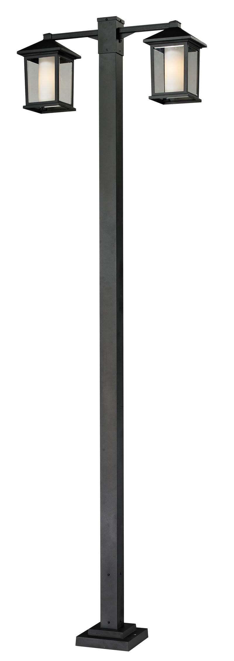 Mesa 2 Light 8.125" Outdoor Post Mounted Fixture in Black, 96" Square Post