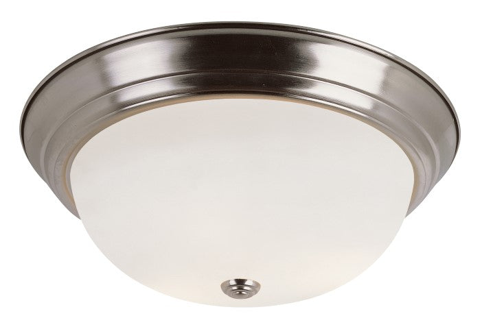 Bowers 2-Light Flushmount in Brushed Nickel with White Frosted Glass