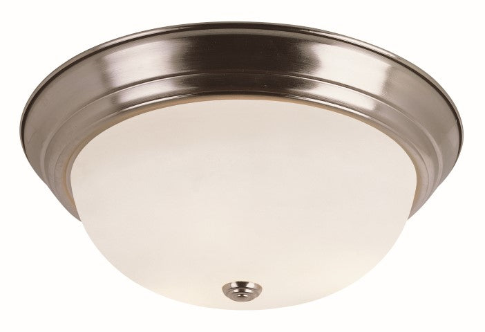 Bowers 3-Light Flushmount in Brushed Nickel with White Frosted Glass