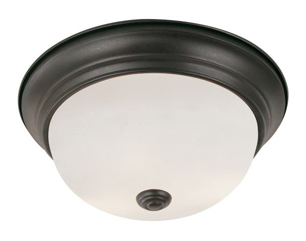 Bowers 3-Light Flushmount in Rubbed Oil Bronze with White Frosted Glass