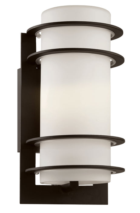 Zephyr 1-Light Wall Lantern in Black with White Frosted Glass