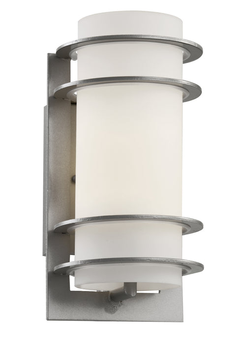 Zephyr 1-Light Wall Lantern in Silver with White Frosted Glass