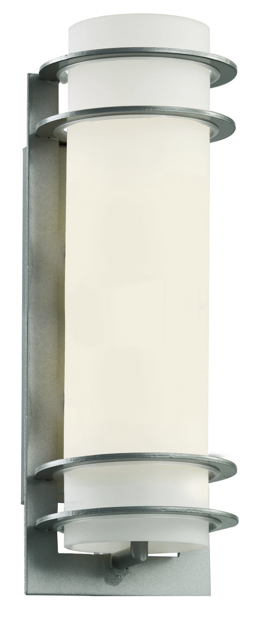Zephyr 1-Light Wall Lantern in Silver with White Frosted Glass