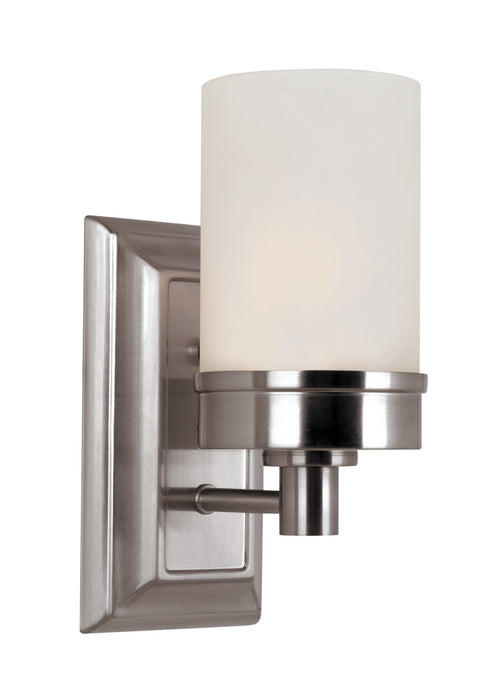 Fusion 1-Light Wall Sconce in Brushed Nickel with Frosted Glass