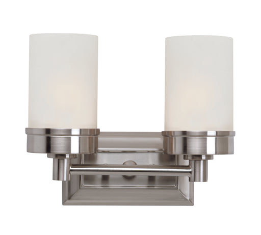 Fusion 2-Light Vanity Bar in Brushed Nickel with Frosted Glass