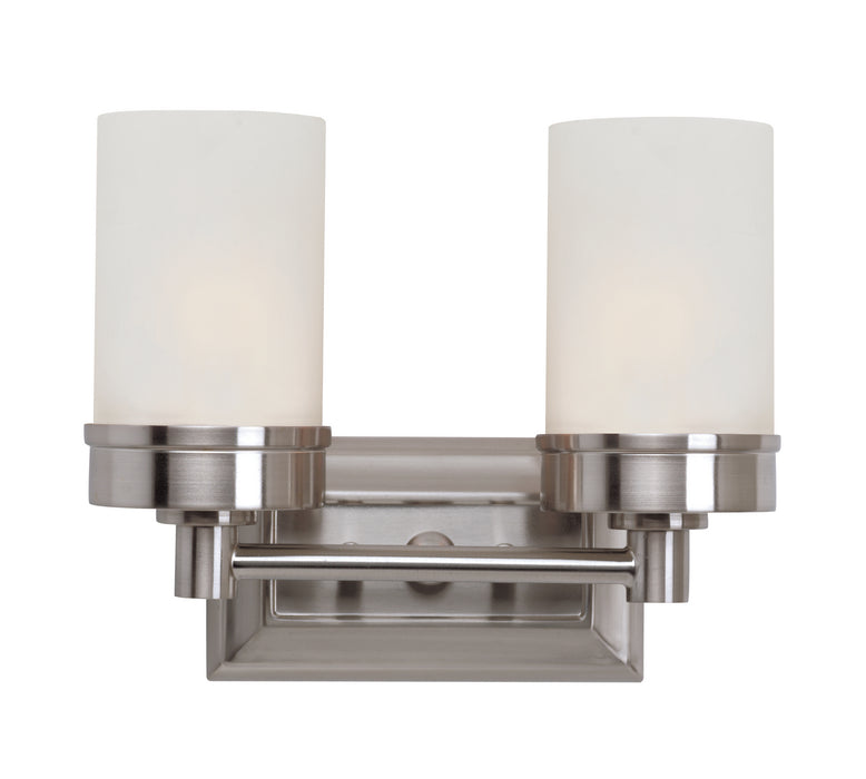 Fusion 2-Light Vanity Bar in Brushed Nickel with Frosted Glass