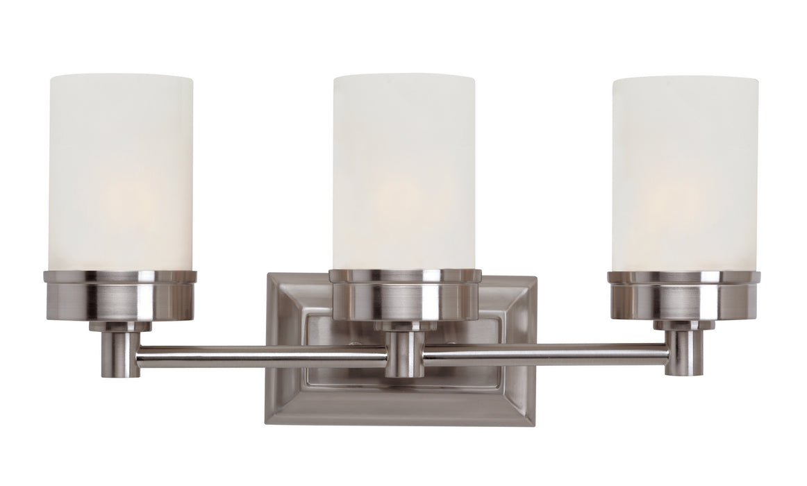 Fusion 3-Light Vanity Bar in Brushed Nickel with Frosted Glass