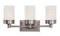Fusion 3-Light Vanity Bar in Brushed Nickel with Frosted Glass