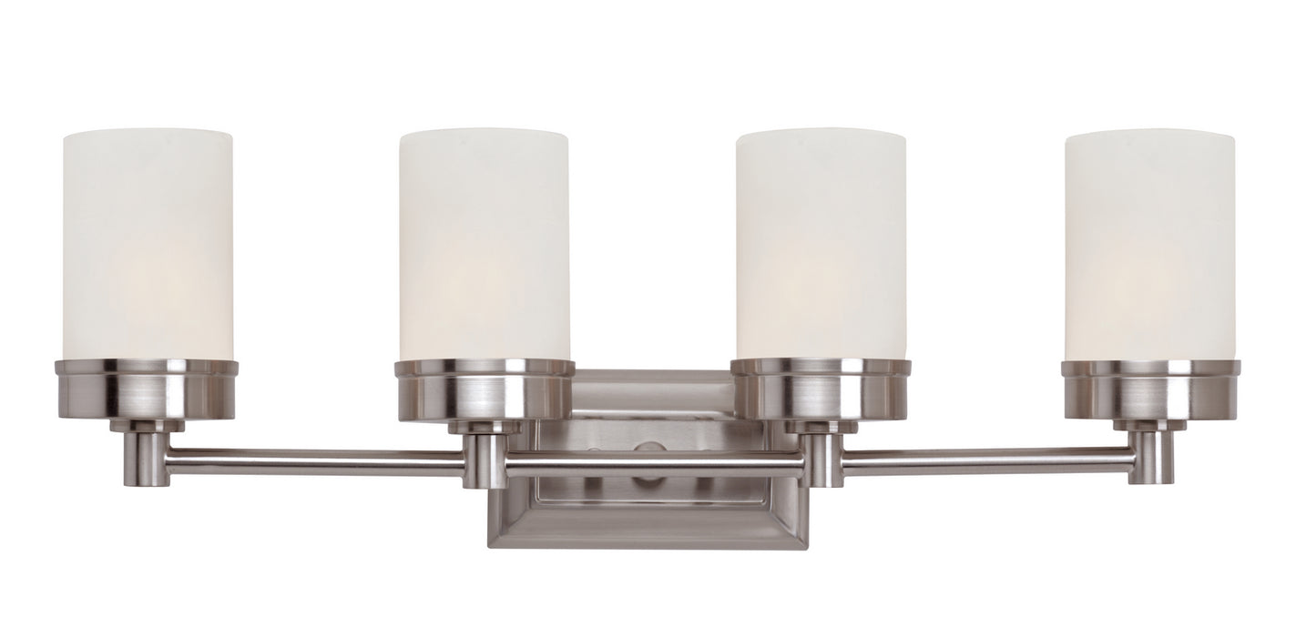 Fusion 4-Light Vanity Bar in Brushed Nickel with Frosted Glass