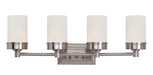 Fusion 4-Light Vanity Bar in Brushed Nickel with Frosted Glass