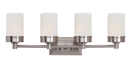Fusion 4-Light Vanity Bar in Brushed Nickel with Frosted Glass