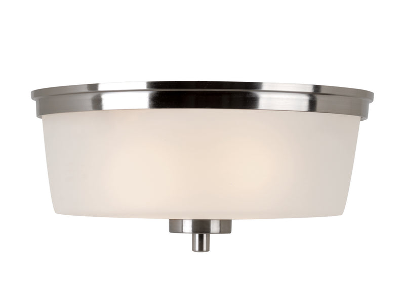 Fusion 2-Light Flushmount in Brushed Nickel with Frosted Glass