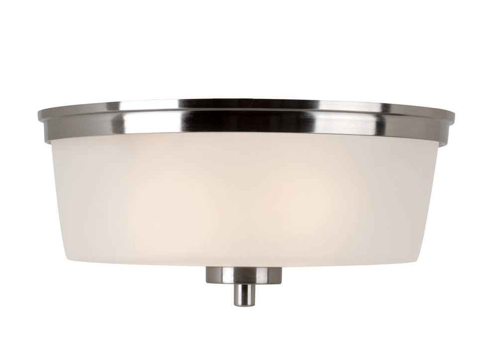 Fusion 2-Light Flushmount in Brushed Nickel with Frosted Glass